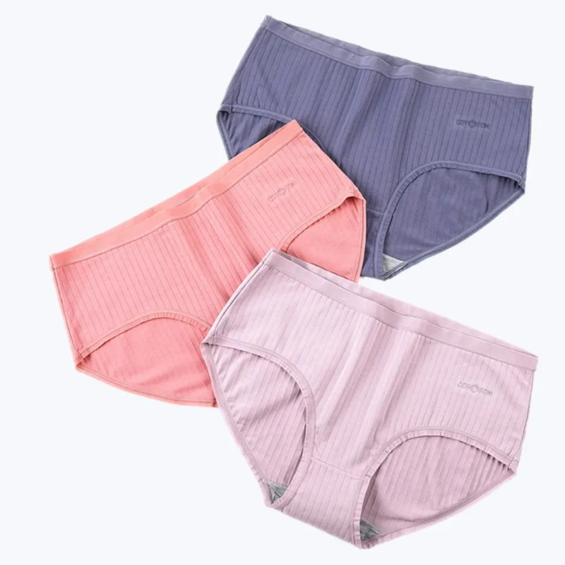 Женские хлопковые трусики M-4XL однотонное нижнее белье женские со средней