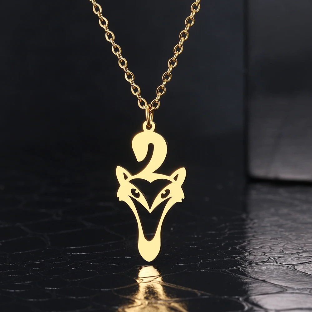 

Ожерелья из нержавеющей стали, подвеска с лисой, звериное колье, цепочка, ожерелья для женщин и девочек, ювелирные изделия, массивные подарк...