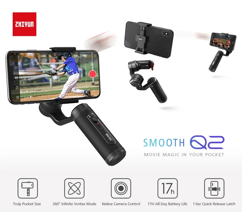 Zhiyun Smooth Q3 Q2 смартфон карданный 3 осевой Ручной Стабилизатор для Iphone 11 Pro Android vs OSMO