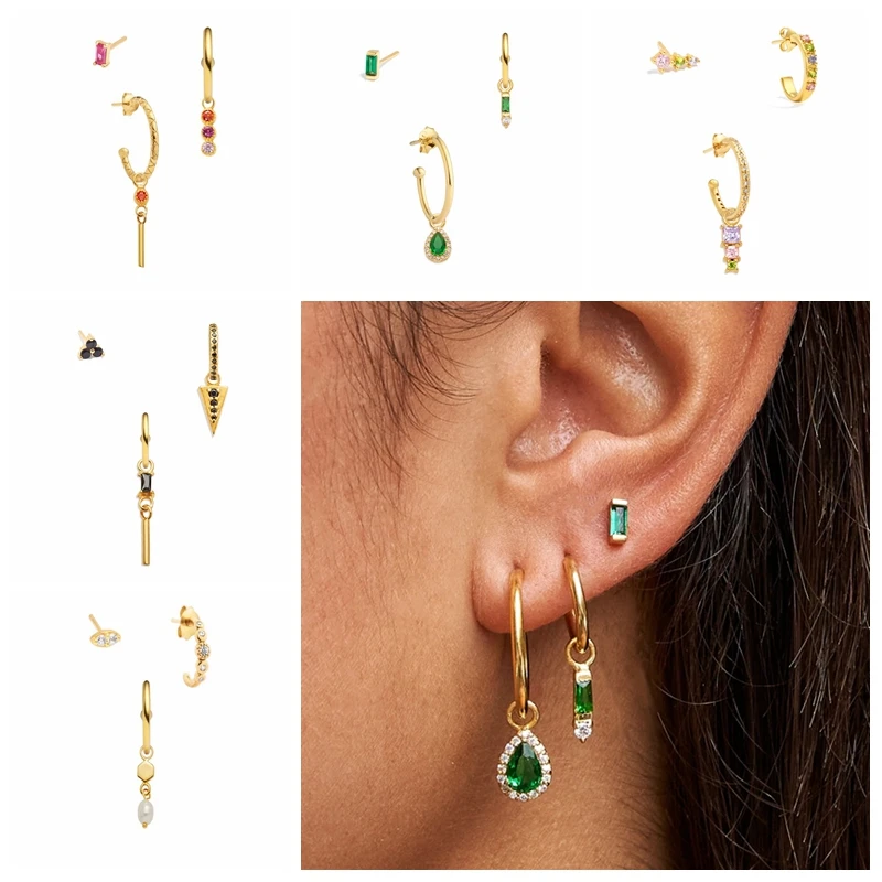 

Женские серьги-гвоздики из серебра 925 пробы, 3 шт.