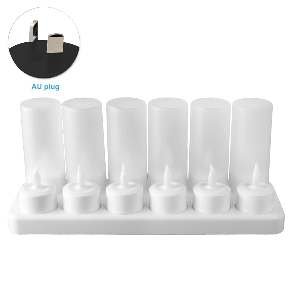 

12pcs Electric Desktop Wedding Rechargeable Base Flameless Candle Birthday Party Flickering Home LED Tea Lights Bar Simulation