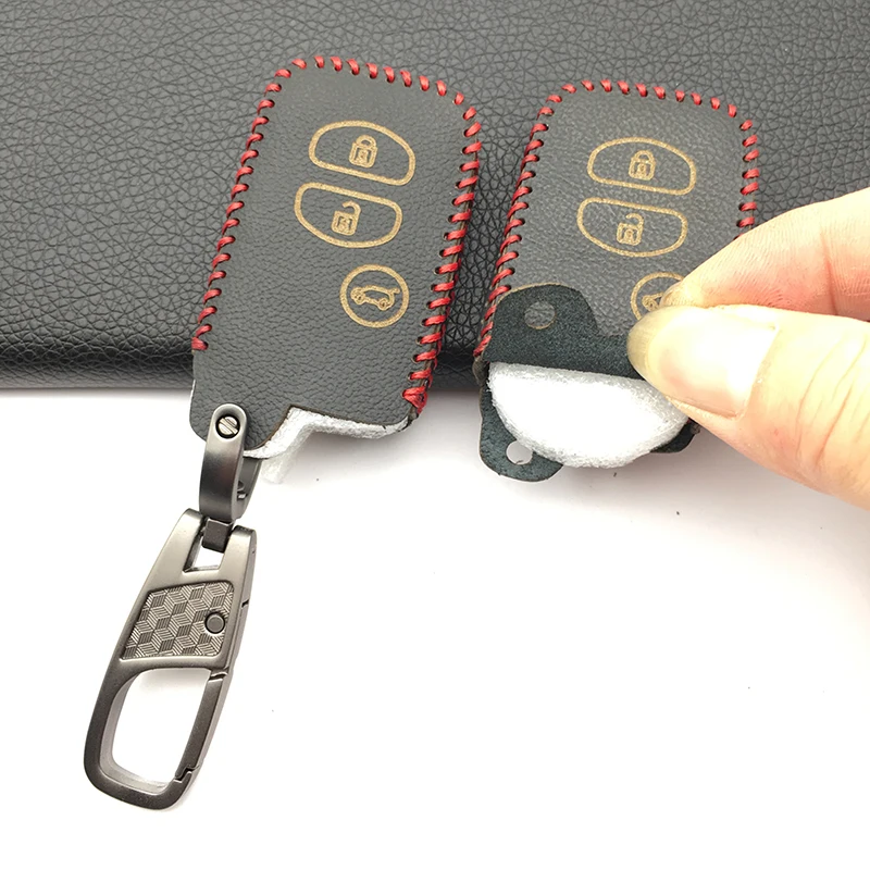 

100% Leather Car Key Case For Toyota Land Cruiser Prado 150 Avensis Prius Crown For Subaru Forester XV 3 buttons Cover Remote