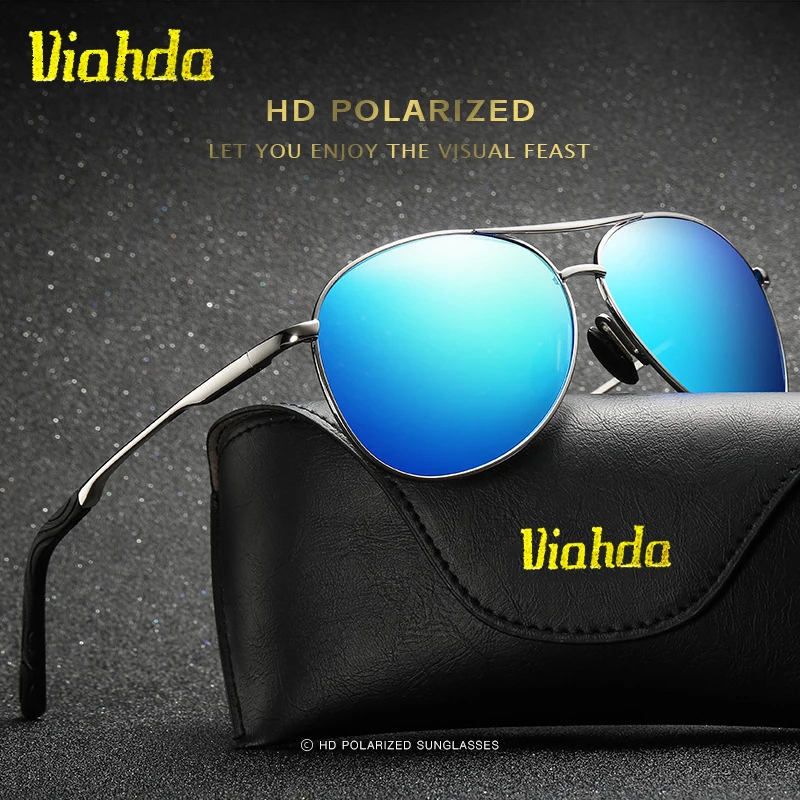 

VIAHDA Brand Men Vintage Aluminum HD Polarized Sunglasses Classic Sun glasses Coating Lens Driving Shades For Men/Women