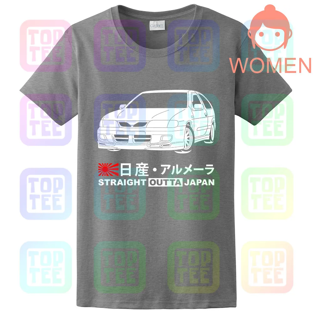 Women Grey GT-shirt Nissan Almera 2,0 GTi N15 '98-'00 футболка - Цвет: Women Grey
