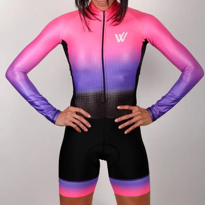 Pro Team триатлон костюм женский Велоспорт Джерси наборы Uniforme с длинным рукавом Skinsuit