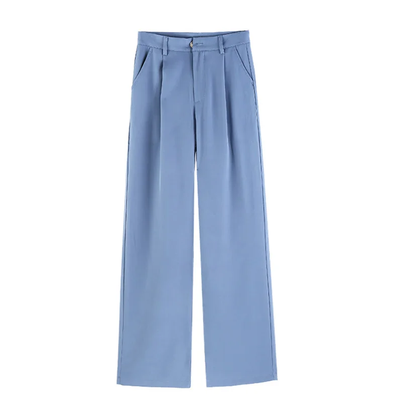 

[DEAT] High Waist Purple Casual Big Size Long Blazer Trousers New Loose Fit Pants Women Fashion Tide Autumn Winter 2021 GX848