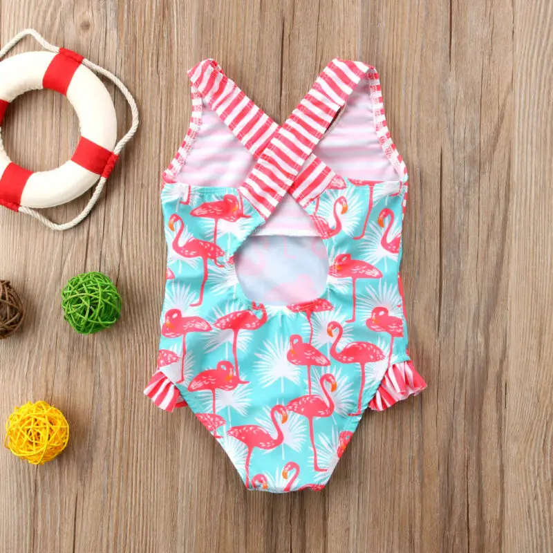 Лидер продаж 2020 летний цельный купальник для маленьких девочек в полоску с