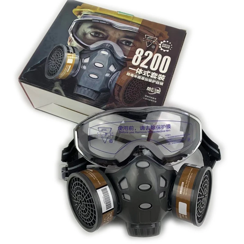 

Gas Mask With Safety Glasse Spray Paint Chemical Pesticide Decoration Anti-Dust With Filter Respirator Full Face Masks