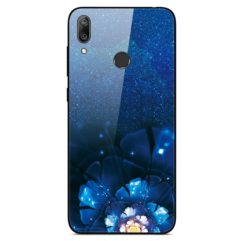 46 Чехол для телефона s для huawei Y7, жесткая задняя крышка из закаленного стекла для huawei Y7, чехол Y 7, мягкий бампер, художественный чехол 6,26 - Цвет: 46