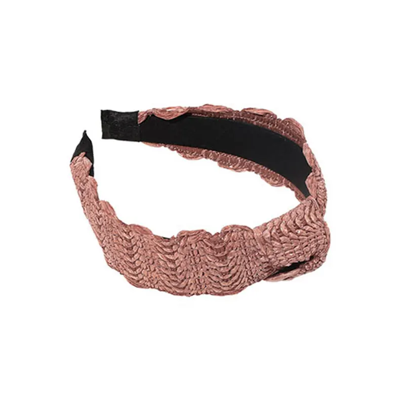 

1PC Korean Style Solid Knotted Handmade Straw Headband Turban for Women Girls Hoop Bezel Hairbands Hair Accessories Headwear