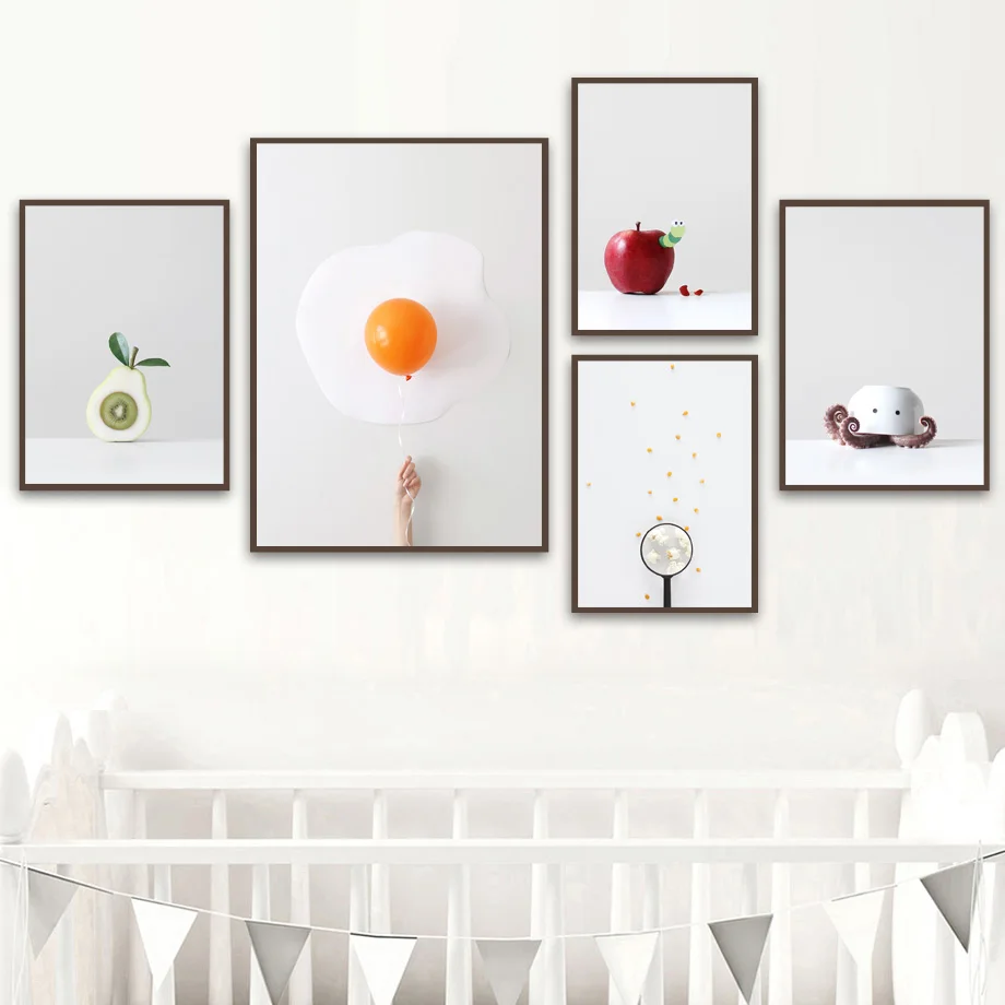 Креативный воздушный шар яйцо попкорн Осьминог фрукты настенный Арт холст