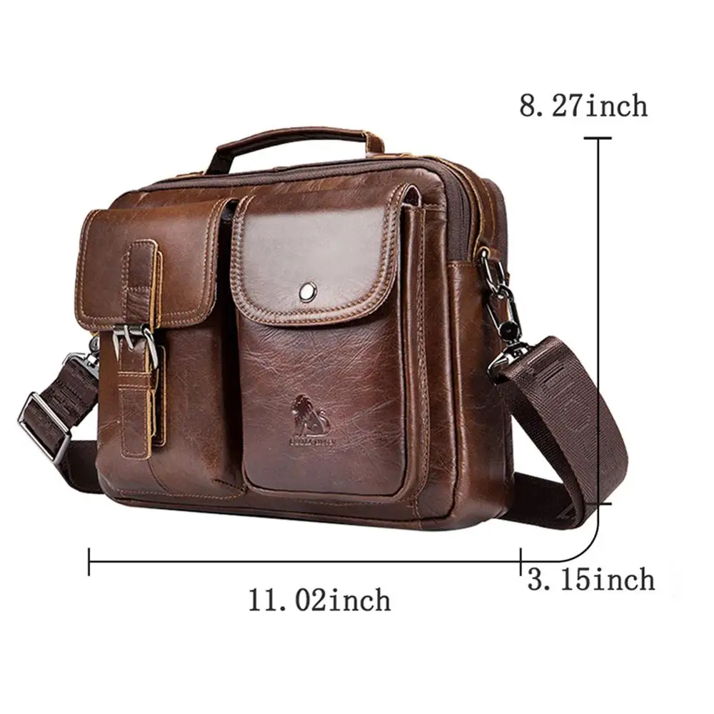 

ZZSLHL Men Genuine Leather Handbags Casual Leather Laptop Bags Male Business Travel Messenger Bags Men's Crossbody Shoulder Bag