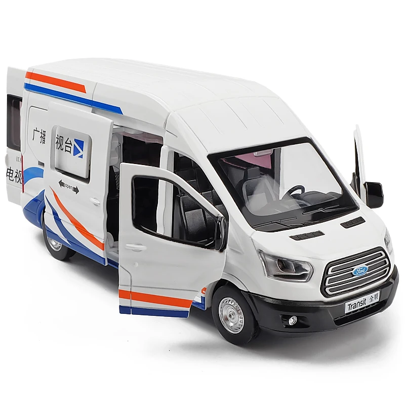 1:32 высокотехнологичная модель автомобиля Ford Transit business car TV station интервью