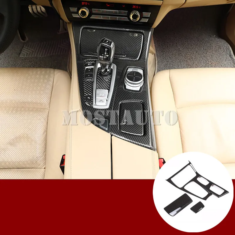 Накладки на внутреннюю консоль для BMW 5 серии F10 F11 2011 2016 3 шт. Серебристые/черные