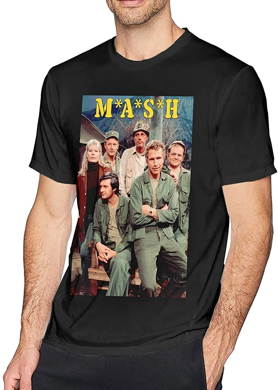 

Team Handsome Printing Summer Fashion Men's Casual T-Shirt Men's Round Neck Short-Sleeved T-Shirt BlackLoose And Comfortable
