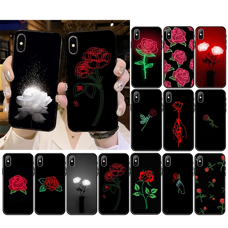 

Glowing rose in the dark Phone Case For iPhone 12mini 12 11 ProMax XS MAX XR SE2 8 7 6 6S Plus X 5S SE