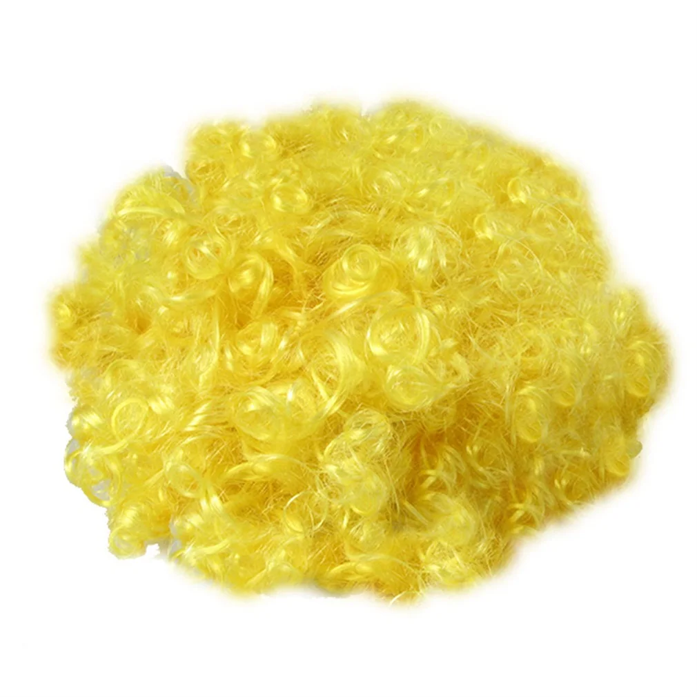 Желтый кудрявый афро причудливое платье фанки парик диско клоун мужской женский