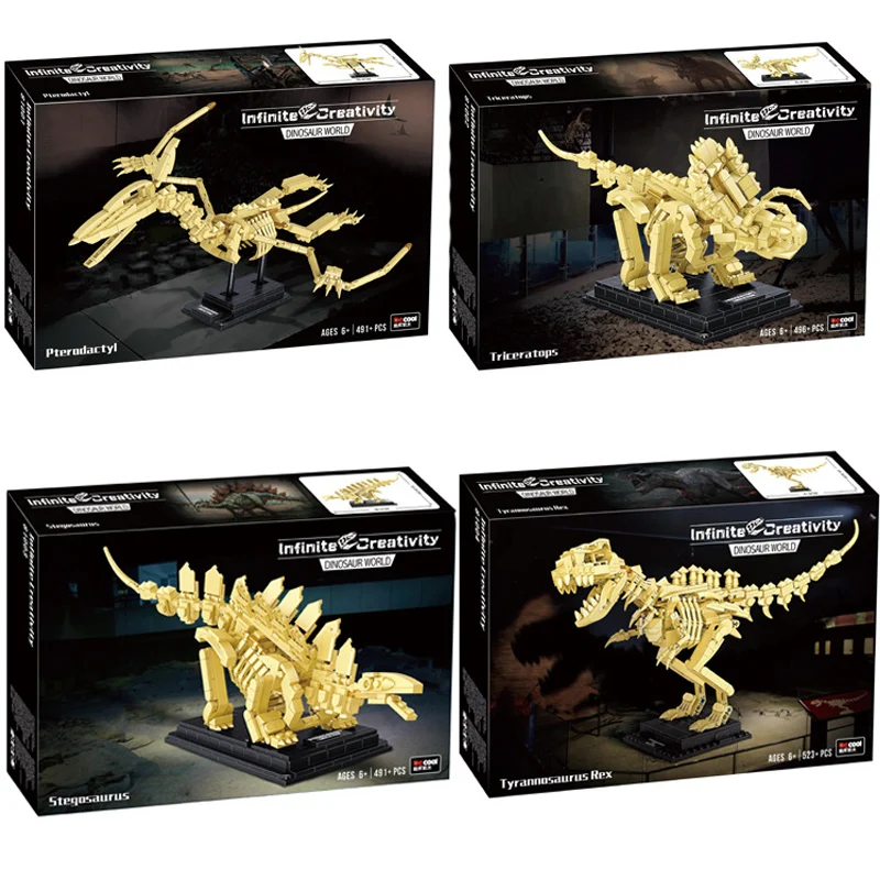 

MOC Jurassic Dinosaur World Park Series Triceratops Skeleton Building Blocks Indominus Rex Dino Fossil Bricks Toys Kids Gifts