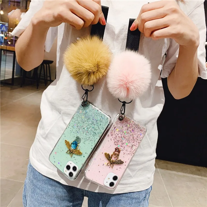 Роскошный 3D бриллиантовый пчелиный Блестящий Мягкий чехол для телефона Samsung Galaxy