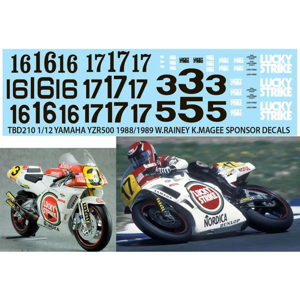 1/12 YAMAHA YZR500 1988 /1989 наклейки RAINEY MAGEE HASEGAWA TB DECAL TBD210 |