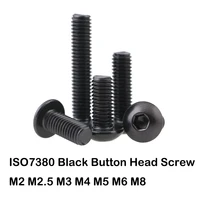 50pcs iso7380 black button head screw m2 m2 5 m3 m4 m5 m6 m8 hexagon socket round head screws hex socket screw