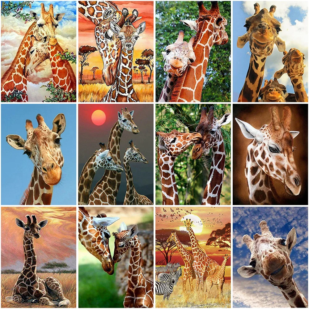 5D алмазная живопись вышивка крестиком жираф круглая наборы стразы мозаика