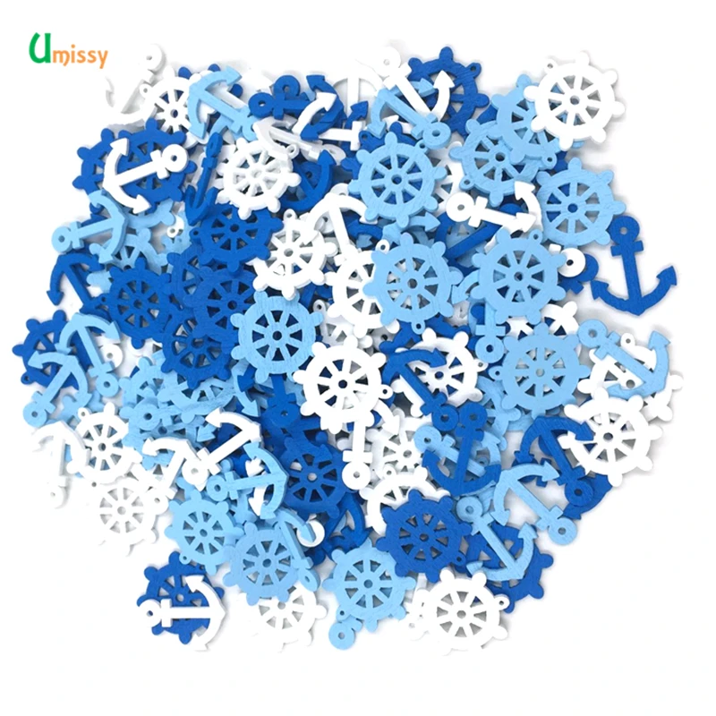 50 шт. микс деревянных кнопок морской руль узор из якорей скрапбук ремесла кнопки