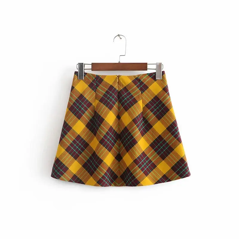 GOPLUS 2020 уличная мода Сексуальная Осенняя зимняя желтая клетчатая юбка с высокой