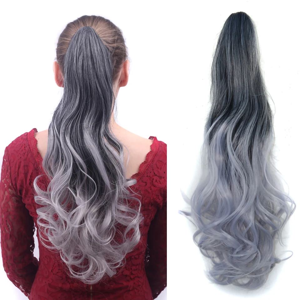 

Beiyufei 22" Synthetic Wavy Claw Clip In Ponytail Extension Hair Pony Tail Fake Ombre Hair Hairpiece Long Tail Hair For Women