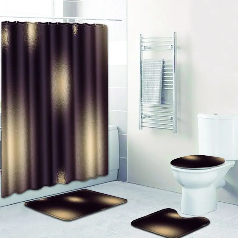 

Nordic Style Shower Curtain and Bath Mat Set Anti Slip Bathroom Carpets Absorbent Toilet Seat Cover Mat Flannel Soft Foot Mat