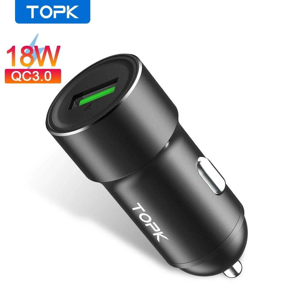 Автомобильное зарядное устройство TOPK Quick Charge 3 0 адаптер для iphone Samsung Xiaomi usb
