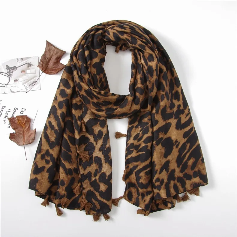 Шарф с леопардовым принтом мягкие хлопковые шали и шарфы в британском стиле