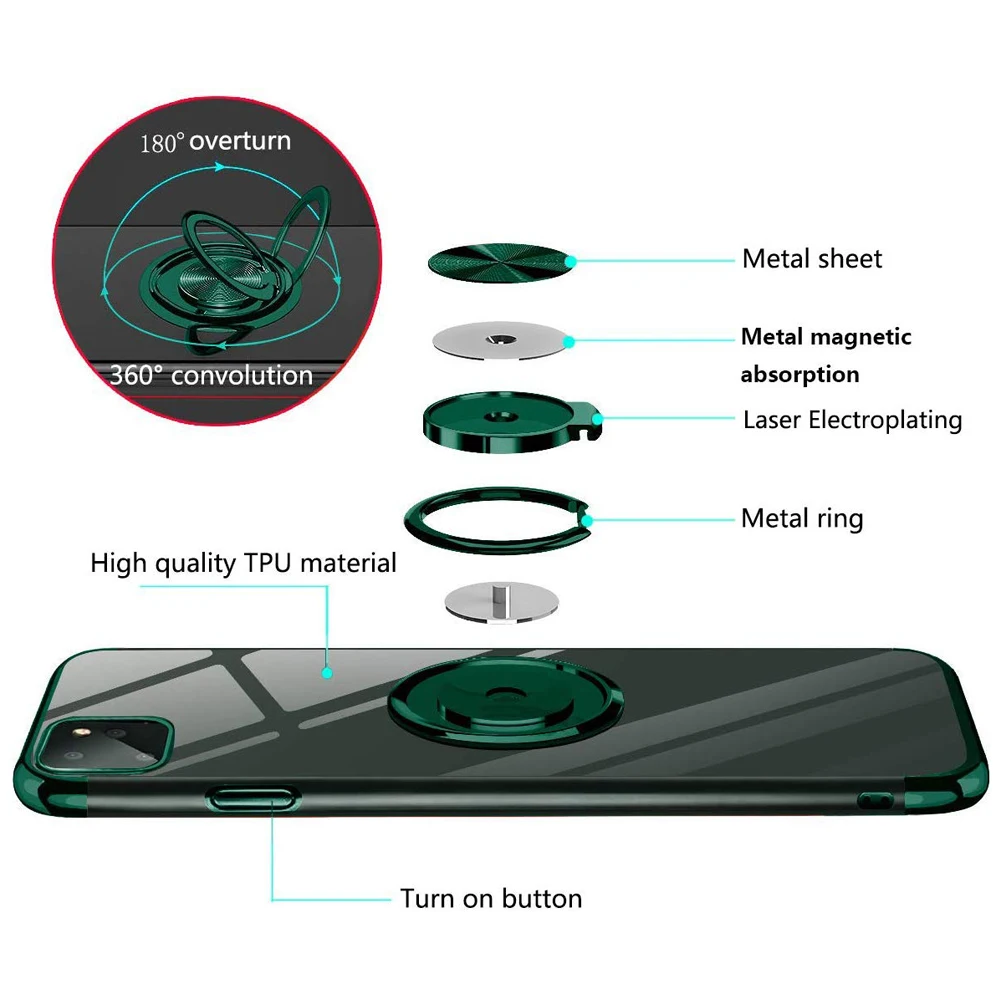 Прозрачные чехлы с магнитным кольцом-держателем для iPhone 11 Pro Max 7 8 6 6s Plus X XR XS MAX