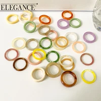 elegance trendy simple colorful transparent resin rings set acrylic finger ring for girl party birthday jewelry gift