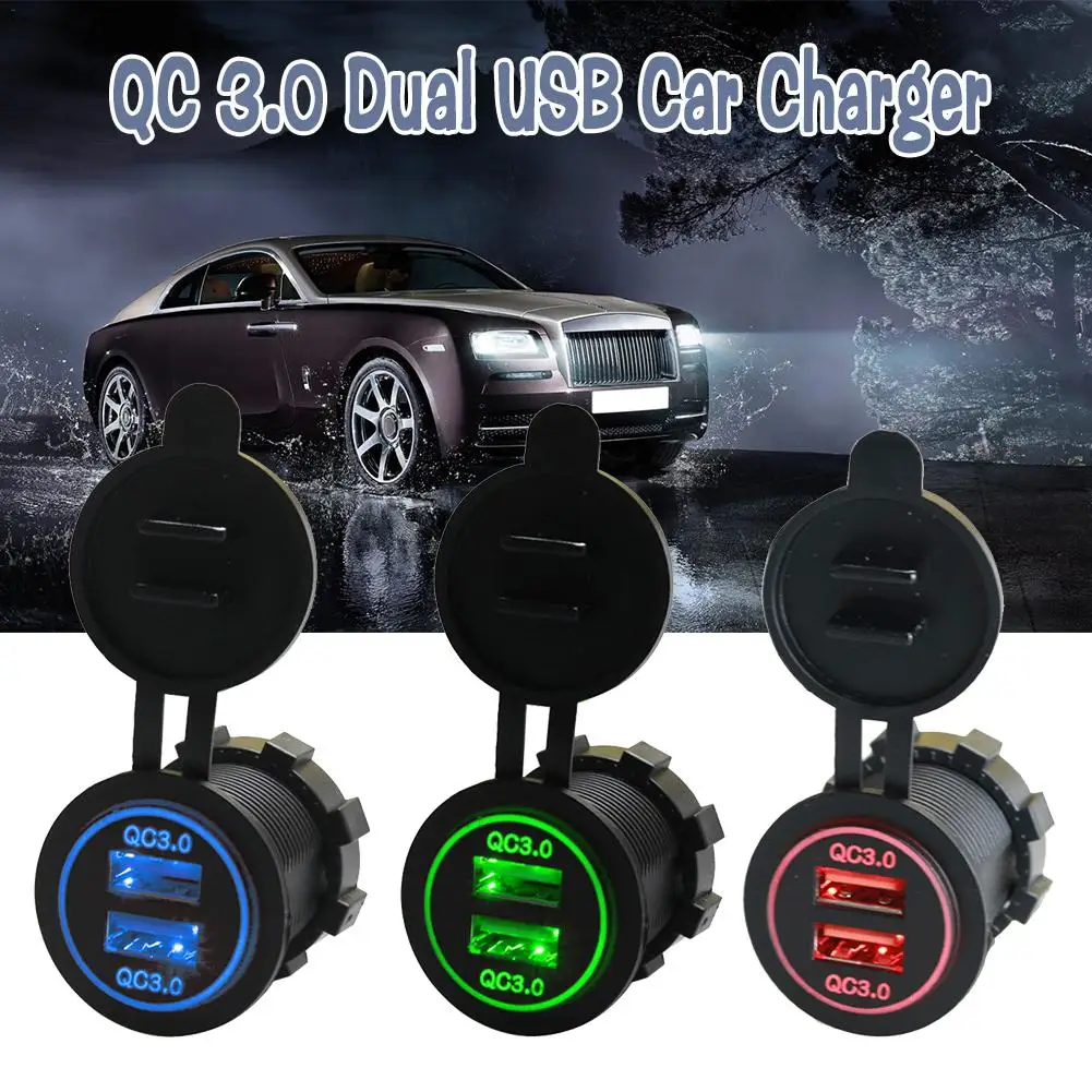 

Automotive Car Styling Dual USB Fast Charger QC 3.0 Car Charger 12-24V Modified Adapter Auto Interior Electric Accessories
