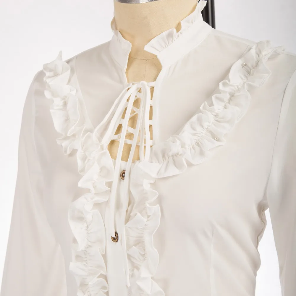 Женская винтажная блузка в викторианском стиле SD рубашка с оборками и длинными