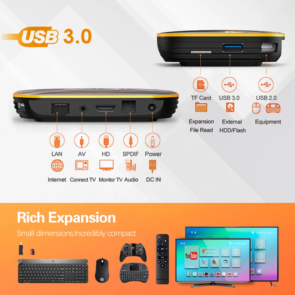 

HK1 RBOX Smart TV Box Android 10 Rockchip RK3318 4GB 64GB 32GB H.265 2.4G 5GHz Wifi Bluetooth 4K Set TOP BOX 2GB 16GB