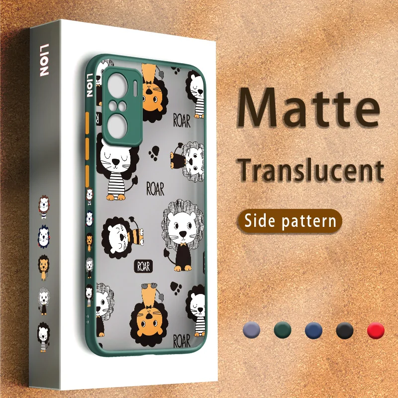 

Skin Feel Cartoon Lion Matte Transparent Case For Xiaomi Mi POCO M3 X2 X3 F2 F3 Pro GT Cute Luxury Thin Shockproof Cover