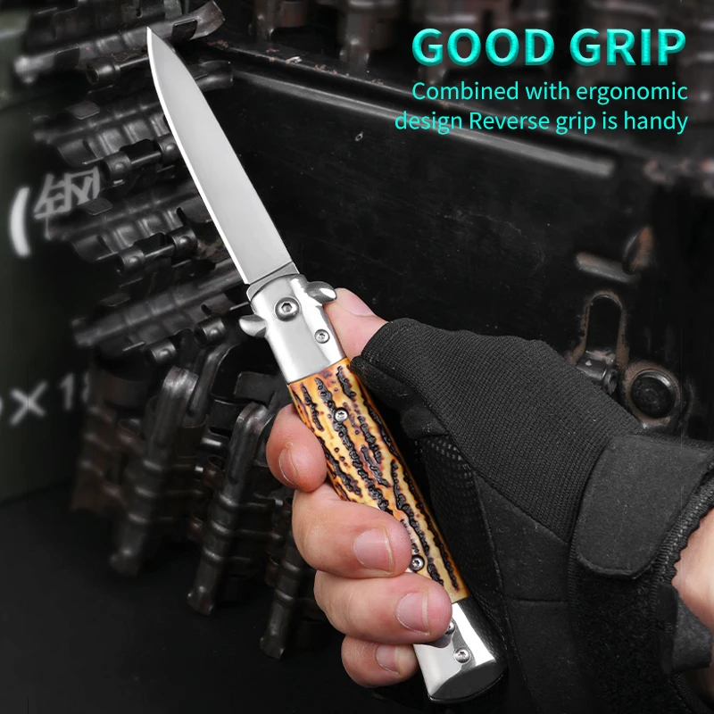 

New Folding Knife Fixed Tactical Folding Pocket Knife 7Cr13 Steel Ebony, Rosewood Handle Actical Survival Flip Knives