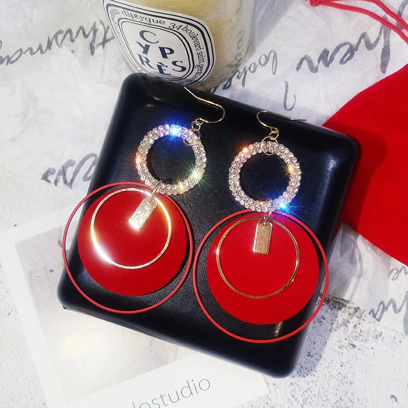 

European and American exaggerated circles Diamond-encrusted earring Trendy personality temperament women's earrings wholesale