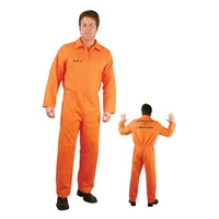 convict stag do party fancy costume mens boys prisoner overall orange jumpsuit