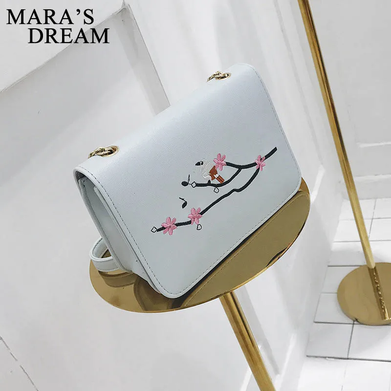 Mara's Dream сплошной цвет вышитый маленький квадратный мешок модная сумка через плечо простая женская сумка