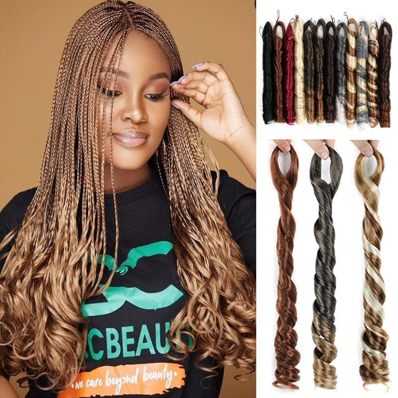 

24Inch 100g Spiral Curls Synthetic Hair Ombre Loose Wave Crochet Braids Hair Extentions Pre Stretched Braiding Hair For Women