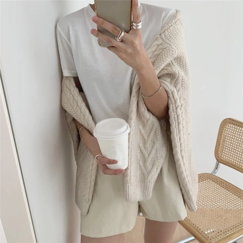 

Retro O-Neck Knitted Arrow Pullovers Women Long Sleeve Female Outwear Autumn Winter Casual Simple Korean Warm Loose Solid W125