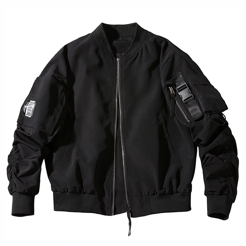 Черная мужская куртка-бомбер в стиле хип-хоп женская толстая бейсбольная куртка