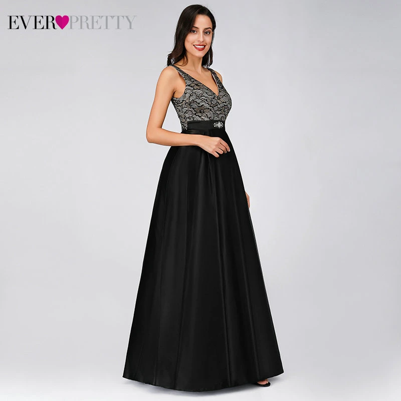 Элегантные кружевные вечерние платья для Для женщин Ever Pretty ТРАПЕЦИЕВИДНОЕ ПЛАТЬЕ С v-образным вырезом из сатина украшенное кристаллами Вечерние платья для вечерние Lange Jurken