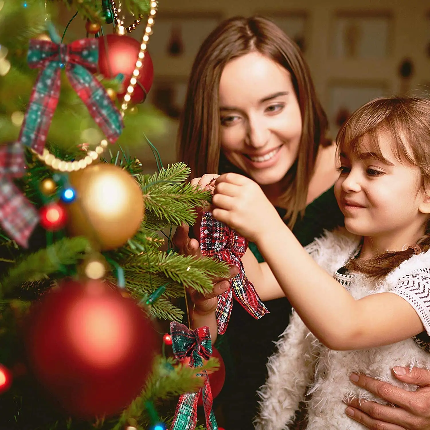 

Christmas Ribbons Red and Black Plaid Buffalo Ribbon Snowflake Pattern Craft Ribbon Christmas Decorative Plaid I-19903-2029