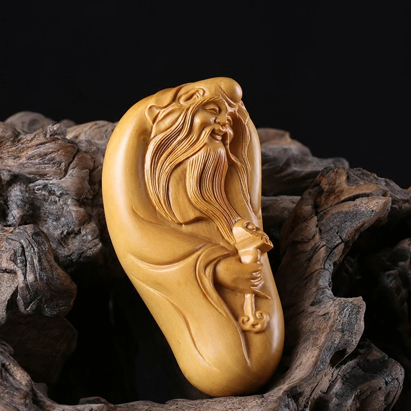 7 см долговечный Бог Boxwood резьба по дереву здоровая статуя даосская теологическая