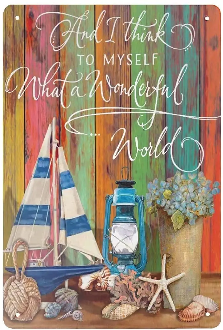 

Florist Metal Tin Sign,And I Think What A Wonderful World Fun Bathroom Vintage Tin Signs Office Bar Sign Man Cave Decor Cafe