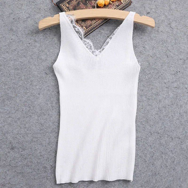 

Fashion Woman Clothes Summer Fitness Tank Tops Sexy V-neck Lace Camis Vest Slim Tops